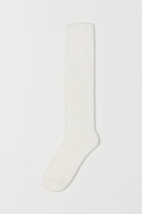 Chenille Knee Socks - White