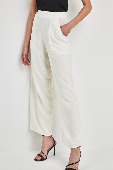 Womens Next White Utility Linen Trousers