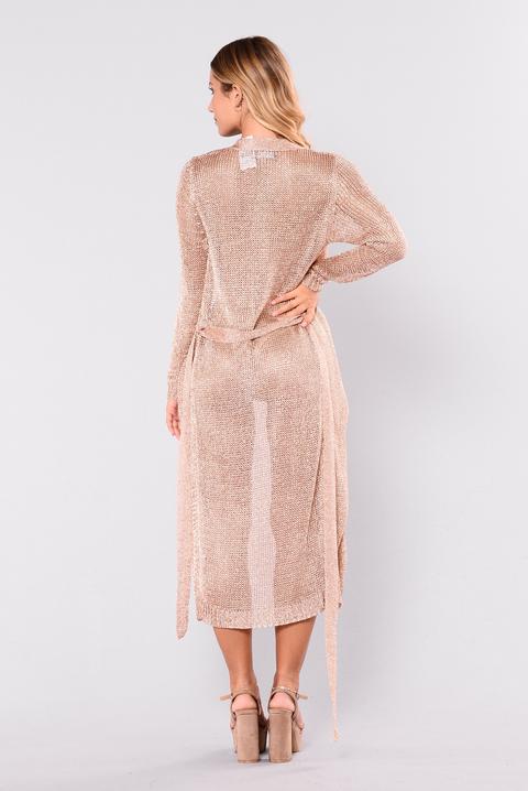 rose gold cardigan dress