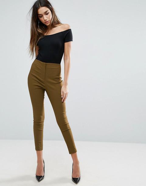 Asos - Pantaloni Skinny A Vita Alta - Verde