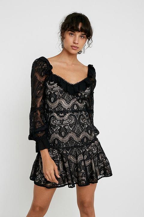 Kiss The Sky Nightscape Mini Dress - Black M At Urban Outfitters