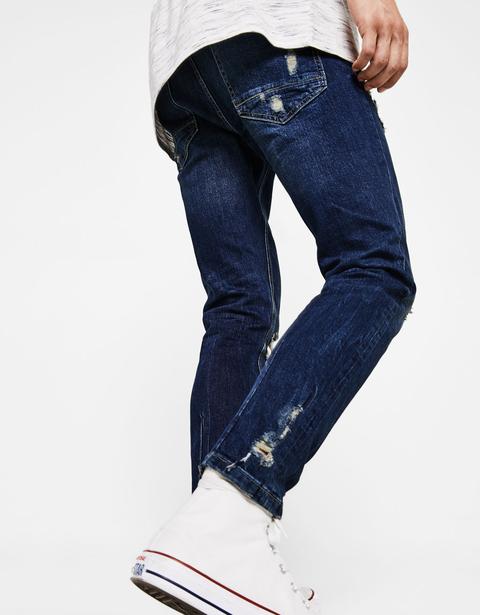 Jeans Skinny Fit Con Rotos