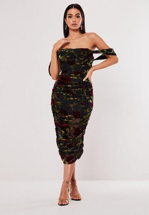 Black Floral Devore Drape Midaxi Dress, Black from Missguided on 21 Buttons