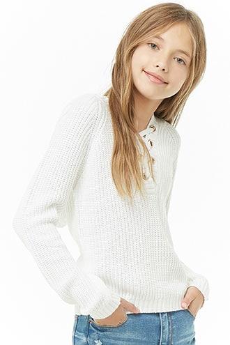 Forever 21 hotsell lace up sweater