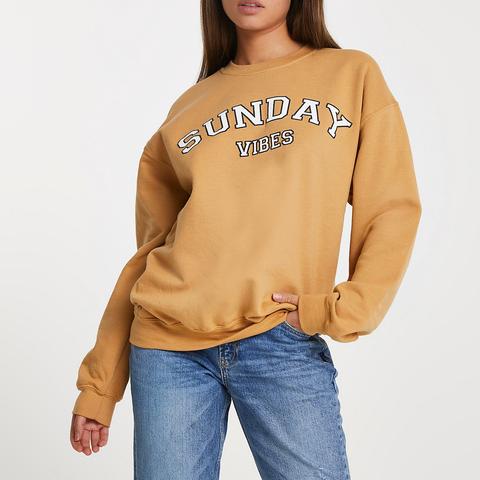 Yellow 'sunday Vibes' Long Sleeve Sweatshirt