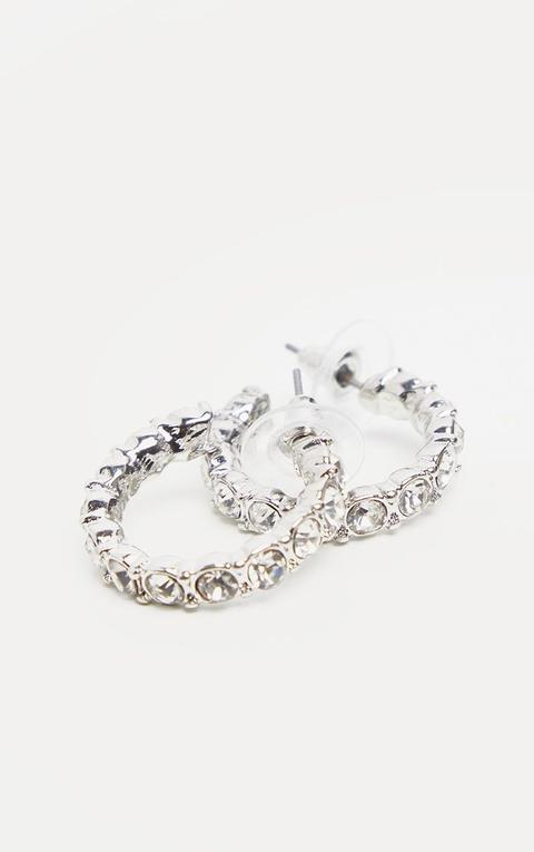 Silver Diamante Mini Hoop Earrings