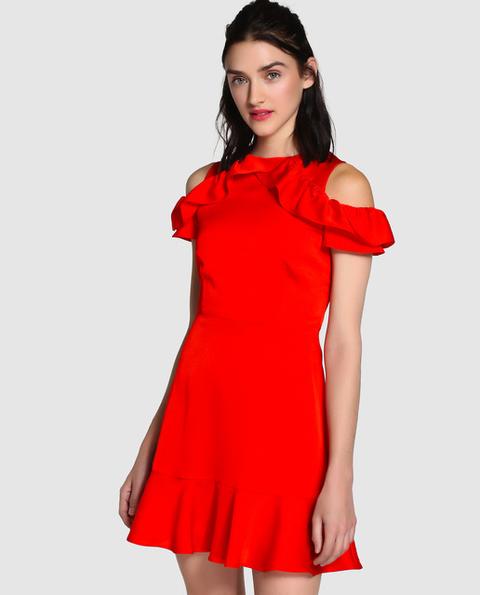 Vestido De Mujer Rojo Con Volantes