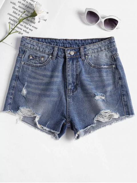 Destroyed Cutoffs Denim Shorts