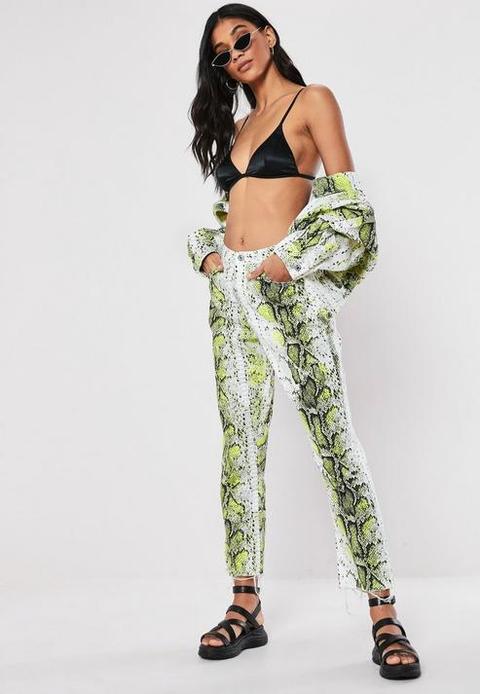 Neon Green Snake Print Co Ord Wrath Jeans, Green