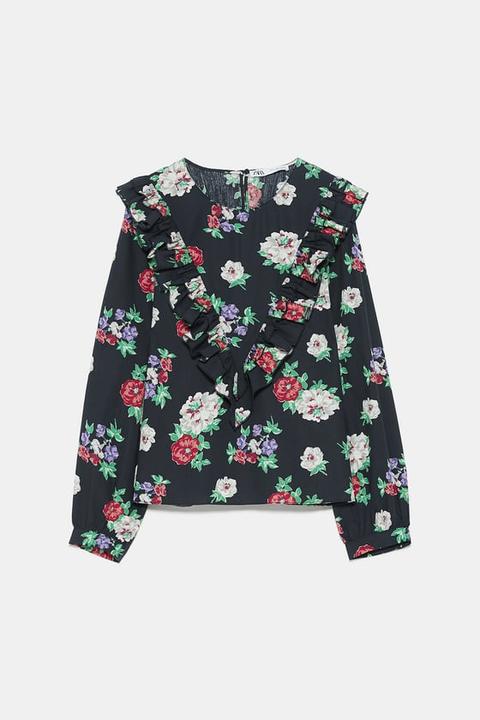 Blusa Estampado Floral Volante