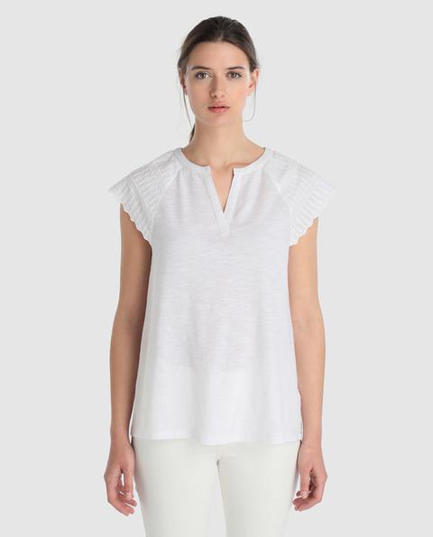 Zendra El Corte Inglés - Camiseta De Mujer En Color Blanco Con Troquelado de Zendra 21 Buttons