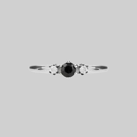 Capulet. Black Spinel Trilogy Silver Ring