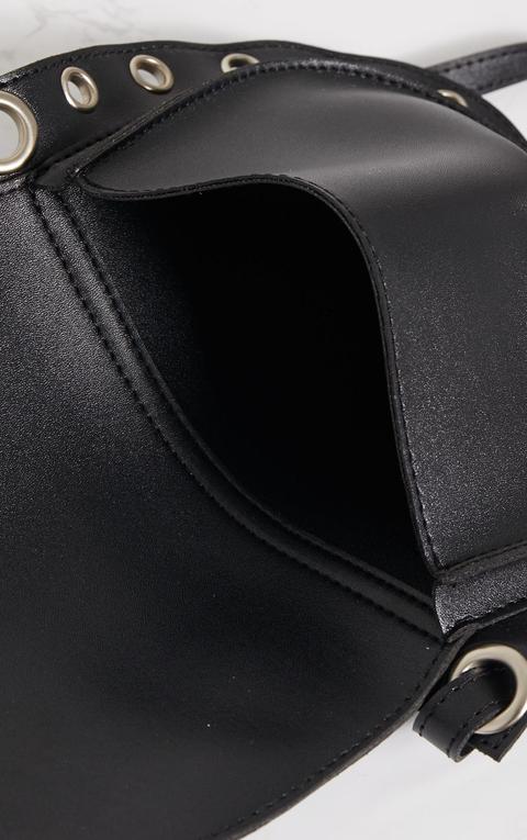Black Rounded Eyelet Detail Bum Bag