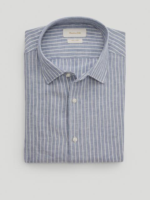 Chemise À Rayures Pur Lin Coupe Slim