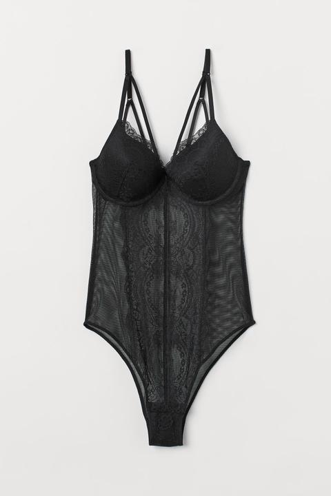 H & M - Body With Padded Underwire Bra - Black