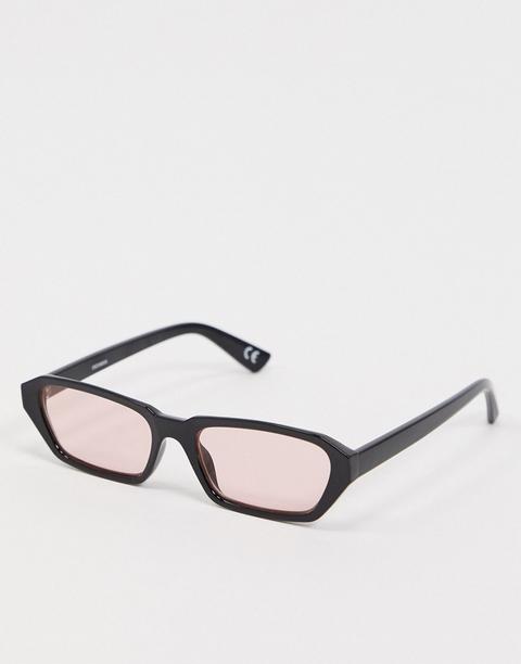 Gafas De Sol Rectangulares De Plástico Negro Con Cristales Rosas De Asos Design