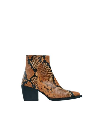 Botín Piel Cowboy Animal Print Camel