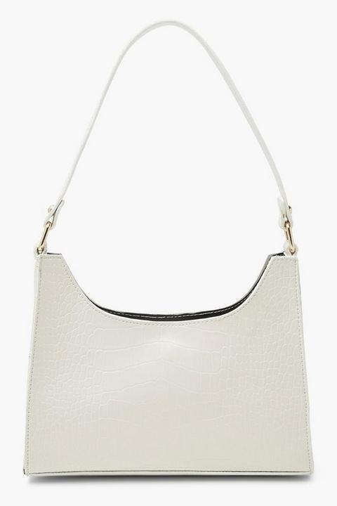 Womens Croc Structured Shoulder Bag - White - One Size, White