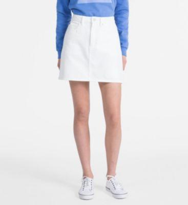 High Rise Side-stripe Denim Mini Skirt