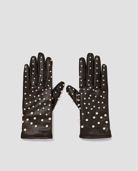 Guantes Efecto Piel Perlas