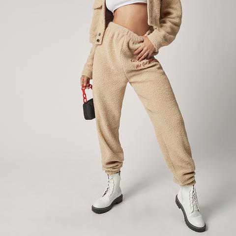 Pantalon De Survêtement En Tissu Duveteux Avec Broderie