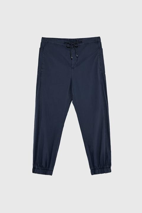 Pantaloni Jogger In Popeline