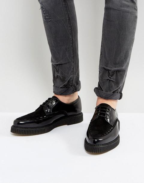 Zapatos De Cuero Negros Con Cordones Y Suela Estilo Creeper De Asos