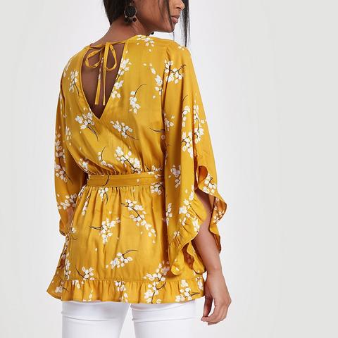 river island yellow floral top