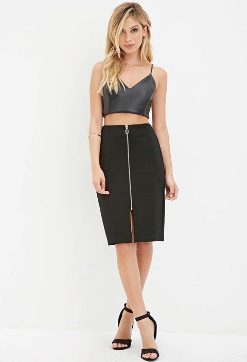 Zip-front Pencil Skirt