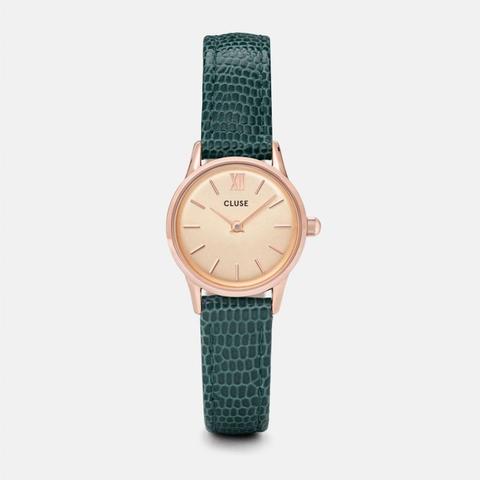 La Vedette Rose Gold Champagne/emerald Lizard