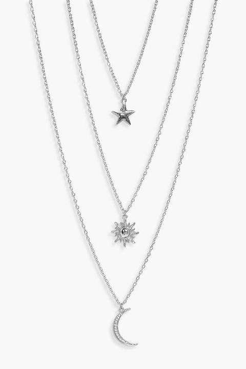 Star Sun Moon Layered Necklace