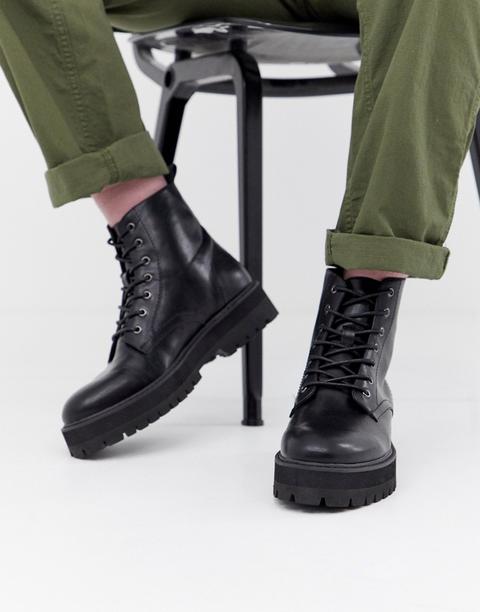 lace up leather boots with thick soles