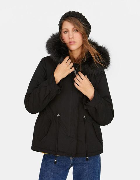 Giubbotto Parka Con Cappuccio Nero