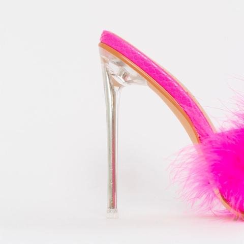 pink fluffy mules