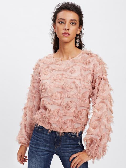 Fringe Patch Mesh Top