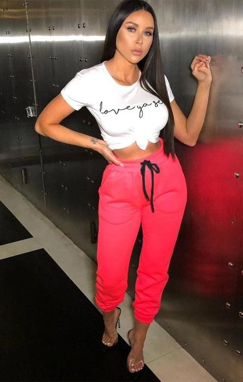 Neon Pink Skinny Fit Joggers - Mia