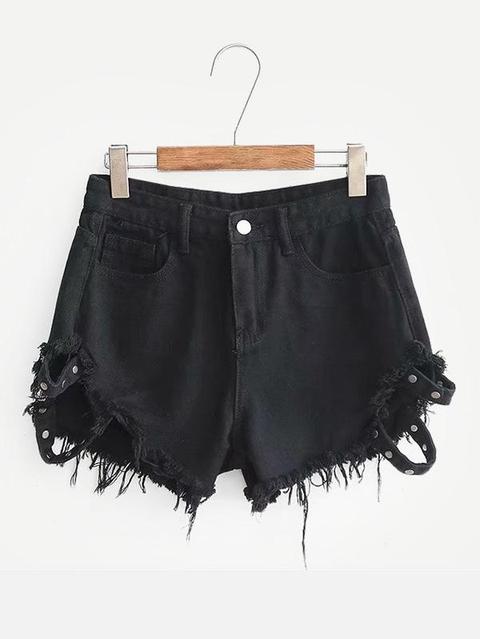 Shorts In Denim Con Bordi Sfilacciati