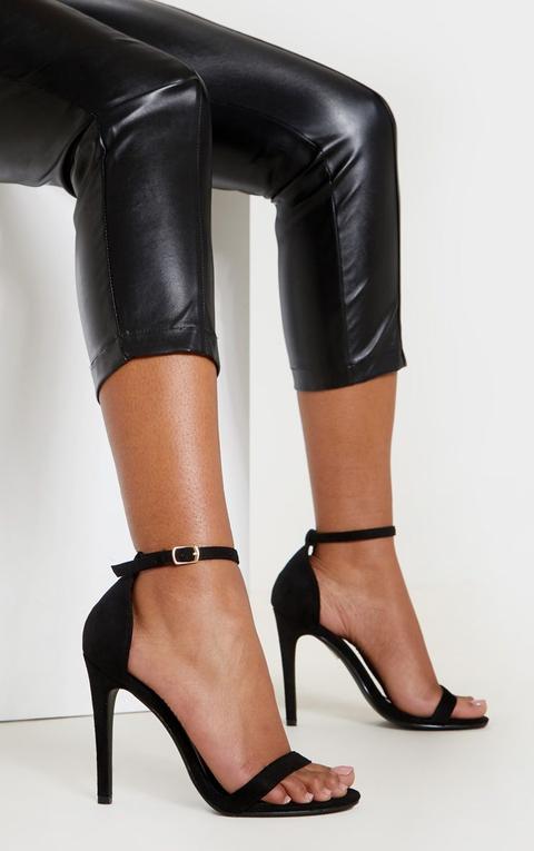 Clover Black Strap Heeled Sandals, Black