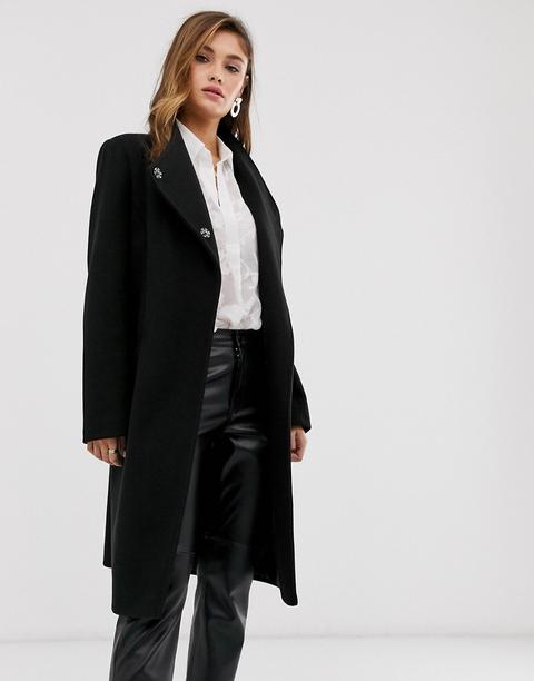 Asos Design - Cappotto Elegante A Portafoglio Nero - Nero