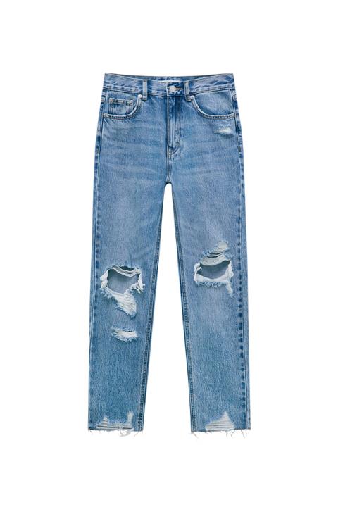 Jeans Mom Fit Rotos Rodilla - Algodón Orgánico (al Menos 50%)