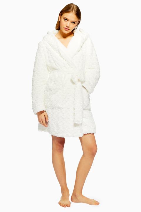 TOPSHOP Slogan Robe cream sleeping gown S  M L HOODED NEW  with tags 