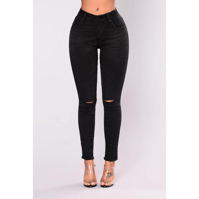 black slit jeans