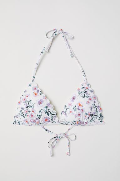 H & M - Top Bikini Triangolo Imbottito - Bianco