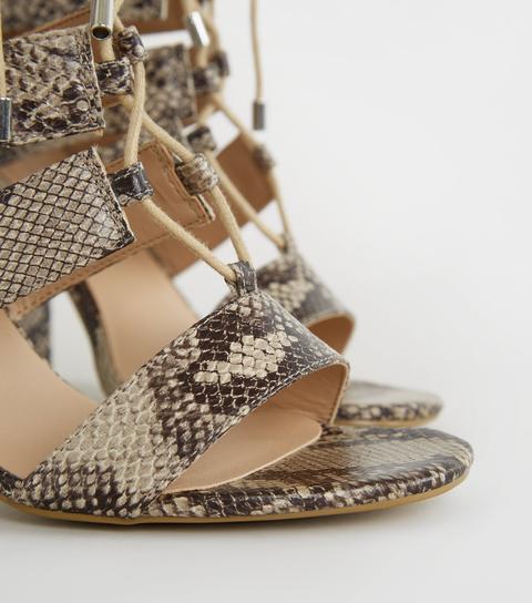 Snakeskin lace hot sale up sandals