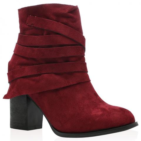 Betsy Ankle Shoes In Bordeaux Faux Suede