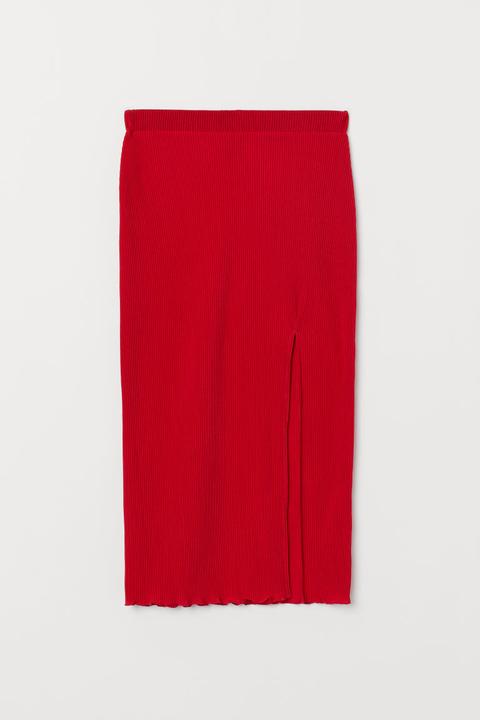 H & M - Pleated Jersey Skirt - Red