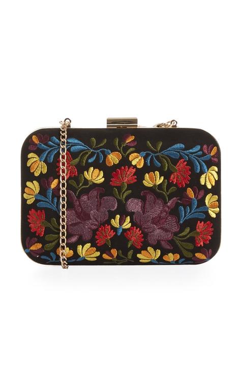 Floral Embroidered Clutch Bag