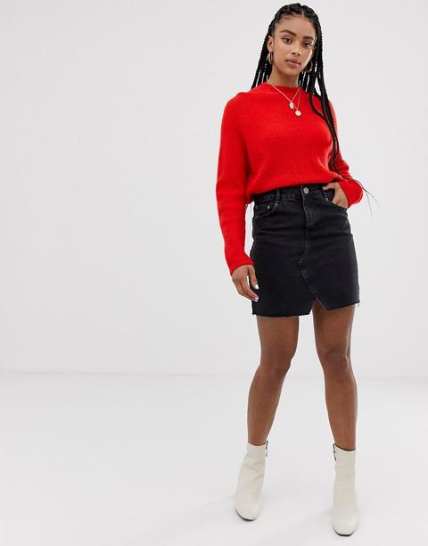 Minifalda Muy Corta Vaquera En Negro Desgastado De Asos Design