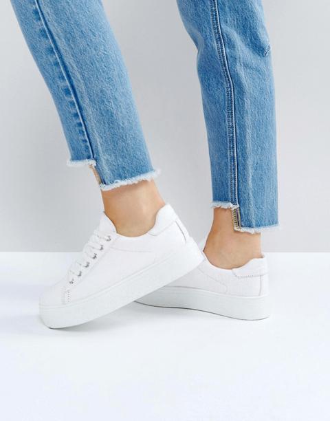 Zapatillas De Deporte Gruesas Con Cordones Y Plataforma Plana Day Light De Asos Design-blanco