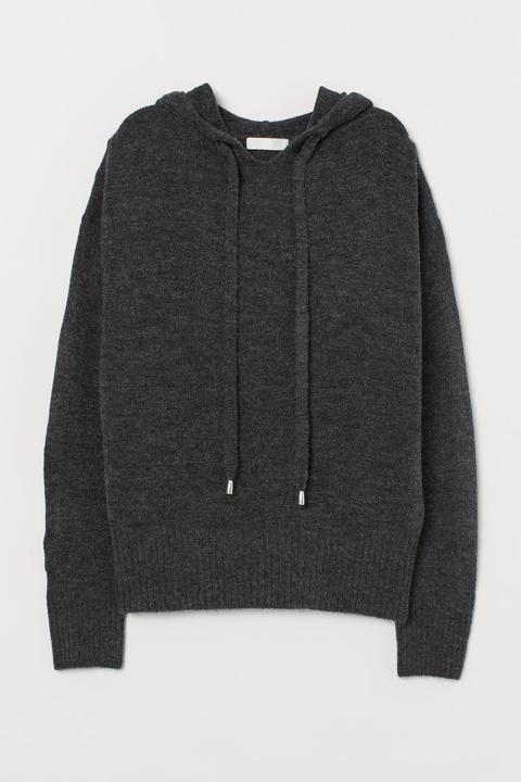 Sudadera De Punto Con Capucha - Negro